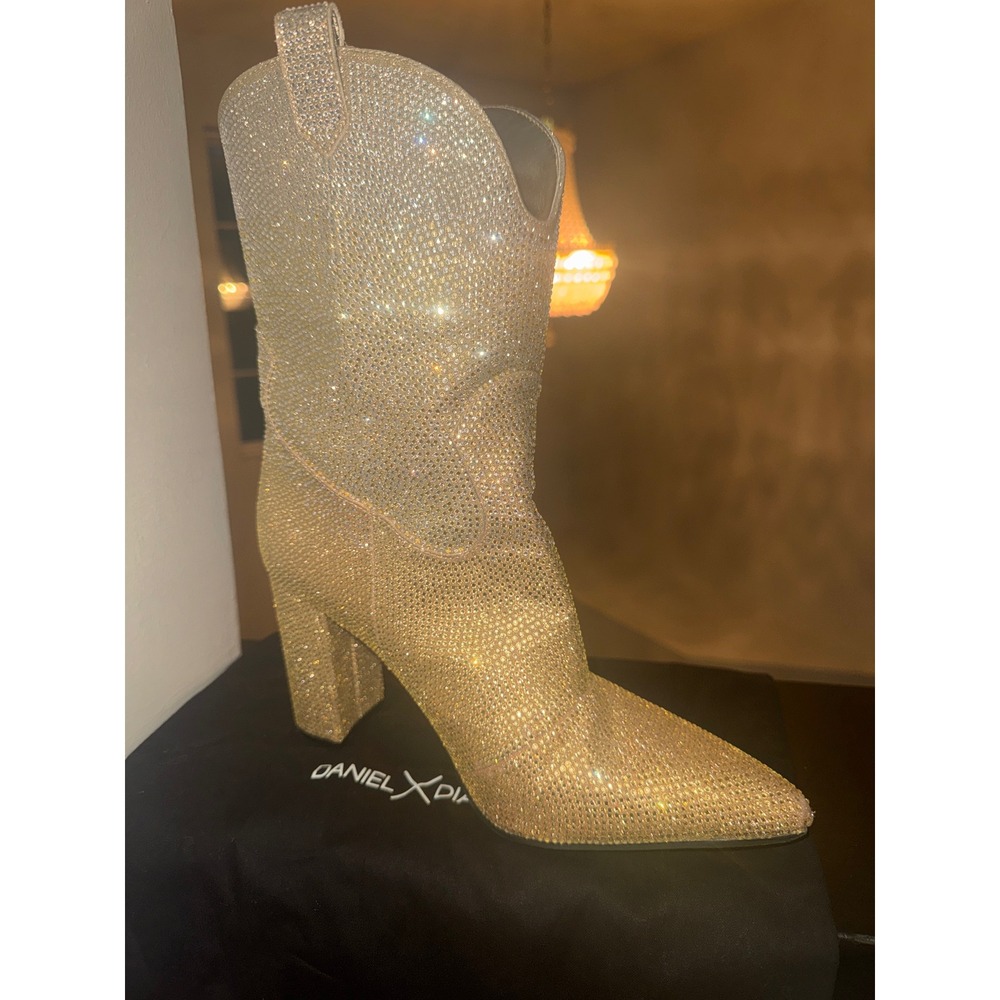 Daniel Diamond Rhinestone Ombre Cowboy Boots Gold Silver Crystal Western 8.5 - Picture 9 of 9